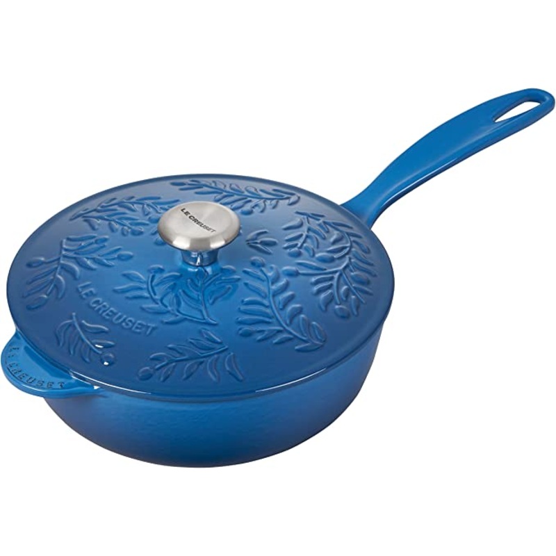 Le Creuset 2 1/4 Qt. Enameled Cast Iron Saucier w/Olive Branch Embossed Lid - Marseille