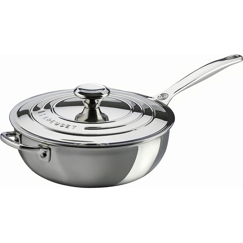 Le Creuset 3 1/2 Qt. Saucier Pan w/Lid & Helper Handle - Stainless Steel