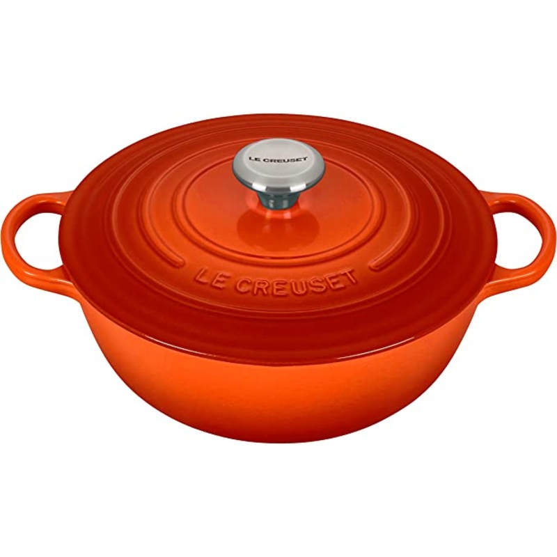 Le Creuset 7 1/2 Qt. Signature Enameled Cast Iron Chef's Oven w/Stainless Steel Knob - Flame- Personalized Engraving Available