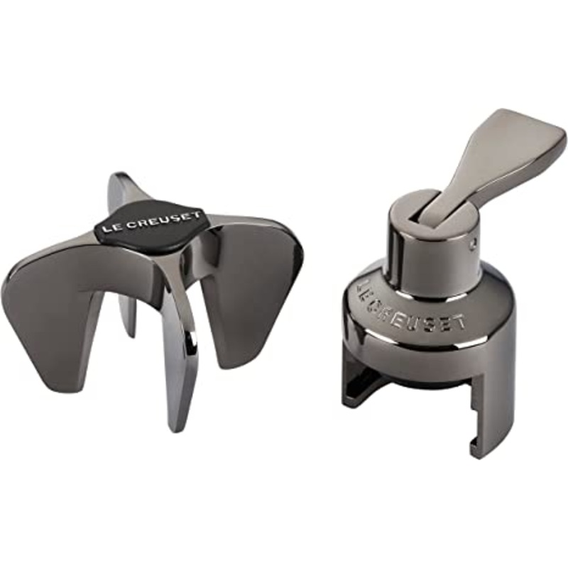 Le Creuset Sparkling Wine Set (Champagne Crown Sealer & Champagne Star) - Black Nickel