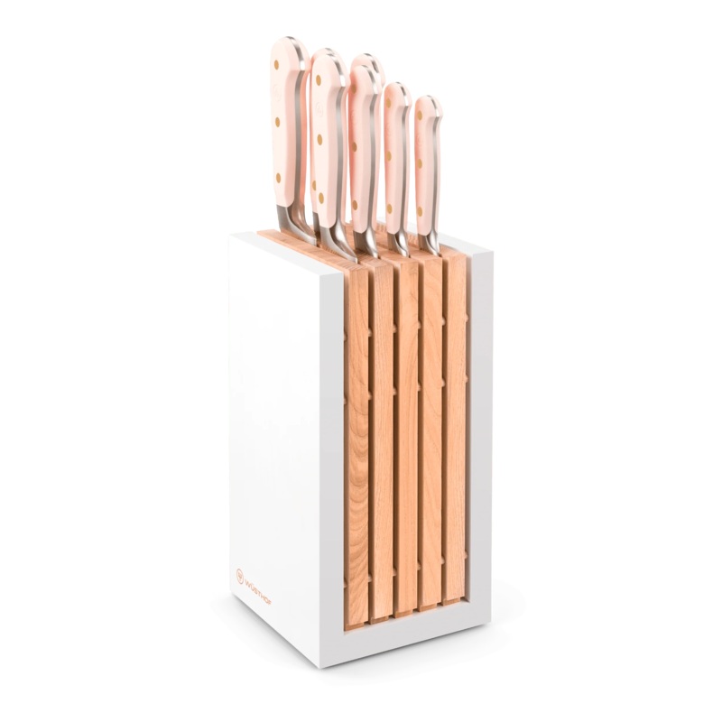 Wusthof Classic Pink Himalayan Salt - 8 Pc. Knife Block Set, White- Personalized Engraving Available