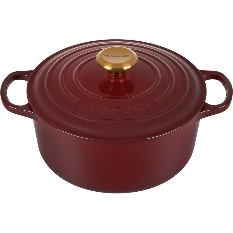 Le Creuset 4 1/2 Qt. Signature Round Dutch Oven w/Gold Knob - Rhone