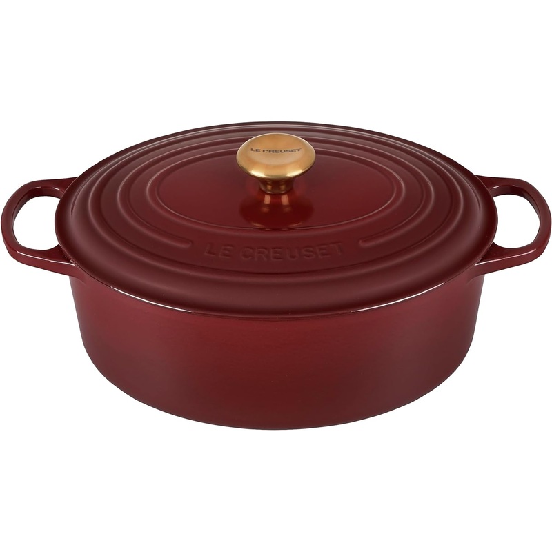 Le Creuset 6 3/4 Qt. Signature Oval Dutch Oven w/Gold Knob - Rhone