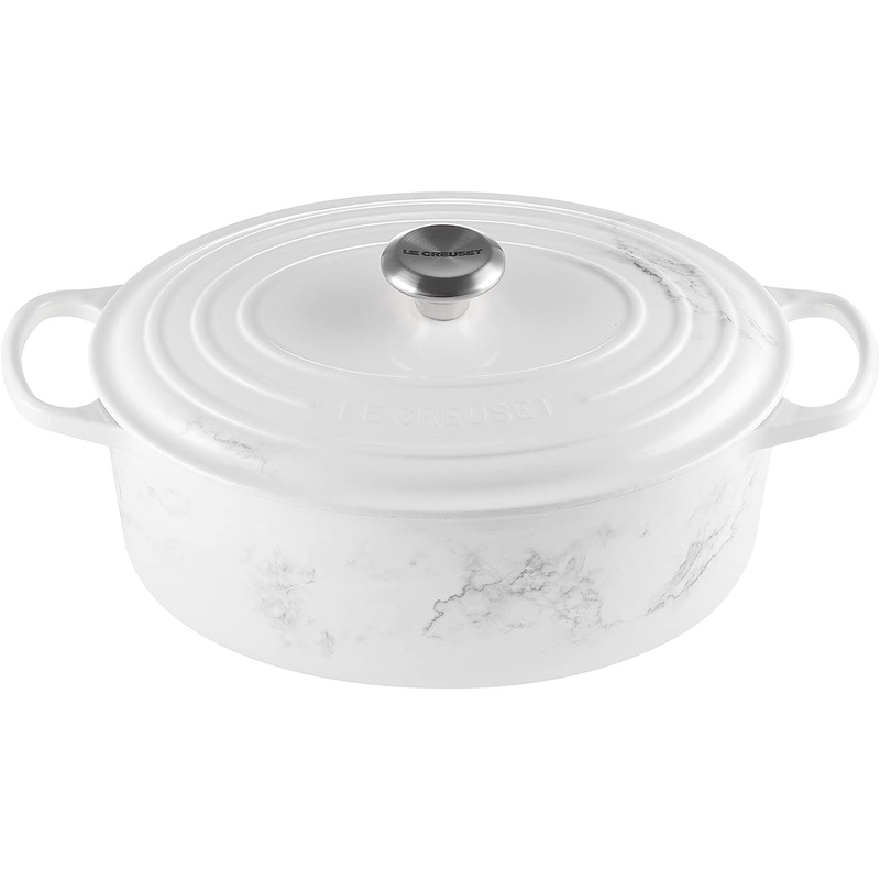 Le Creuset  6 3/4 Qt. Signature Oval Dutch Oven w/Stainless Steel Knob - Marble- Personalized Engraving Available