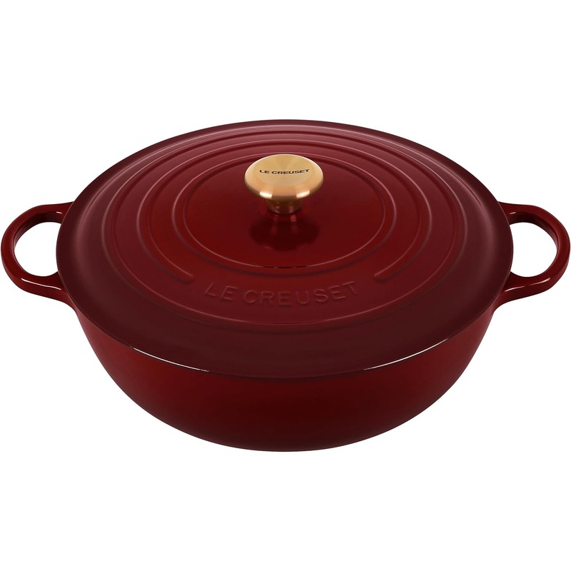 Le Creuset 7 1/2 Qt. Signature Enameled Cast Iron Chef's Oven w/Gold Knob - Rhone
