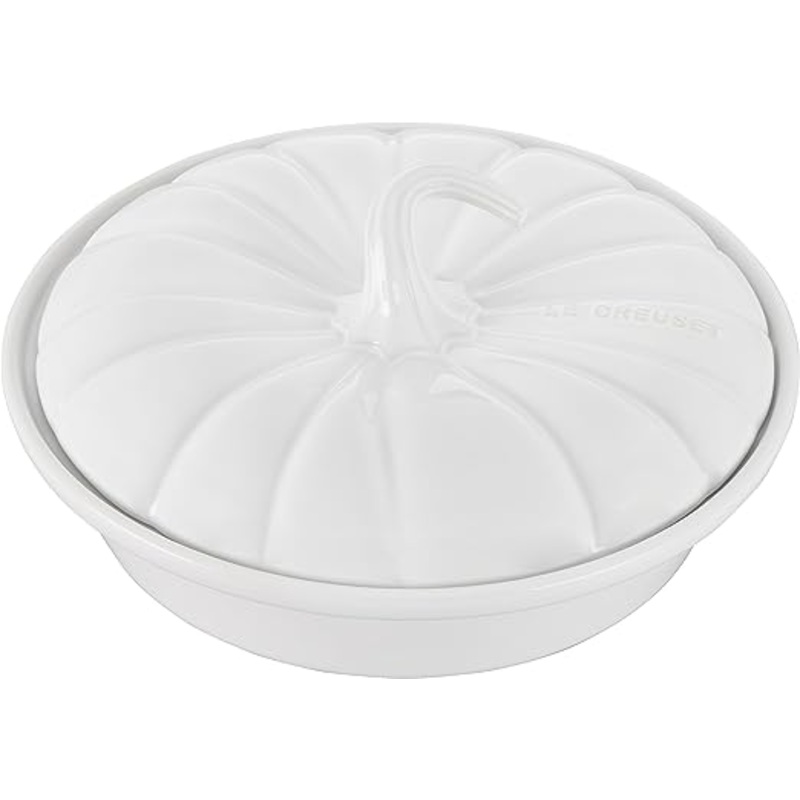 Le Creuset 9" Figural Pumpkin Baker w/Lid - White