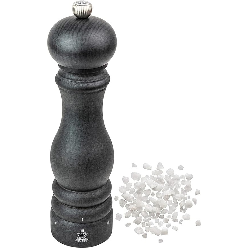 Peugeot Paris uSelect Manual Salt Mill - Adjustable Grinder - Beechwood, Graphite Finish - 8.67"
