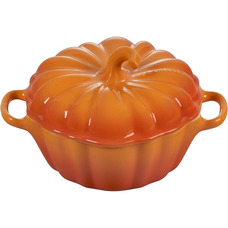 Le Creuset 12 oz. Stoneware Figural Pumpkin Petite Cocotte - Persimmon