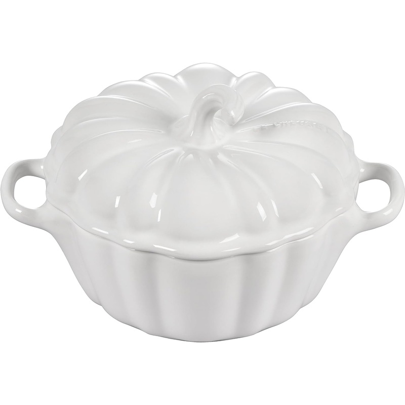 Le Creuset 12 oz. Stoneware Figural Pumpkin Petite Cocotte - White