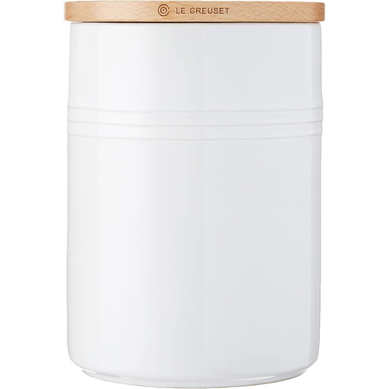 Le Creuset 2 1/2 Qt. (5.5" diameter) Canister w/Wood Lid - White