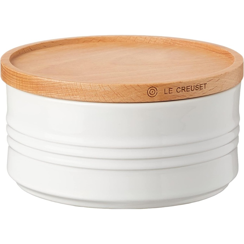 Le Creuset 23 oz. (5.5" diameter) Canister w/Wood Lid - White