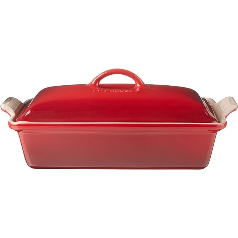 Le Creuset 4 Qt. (12" x 9") Heritage Covered Rectangular Casserole - Cerise