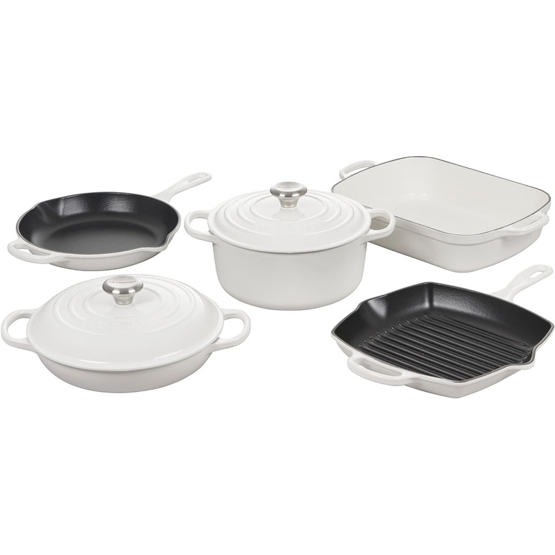 Le Creuset 7-Piece Signature Enameled Cast Iron Cookware Set - White