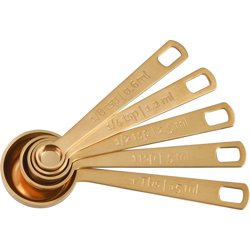Le Creuset Set of 5 Measuring Spoons - Gold
