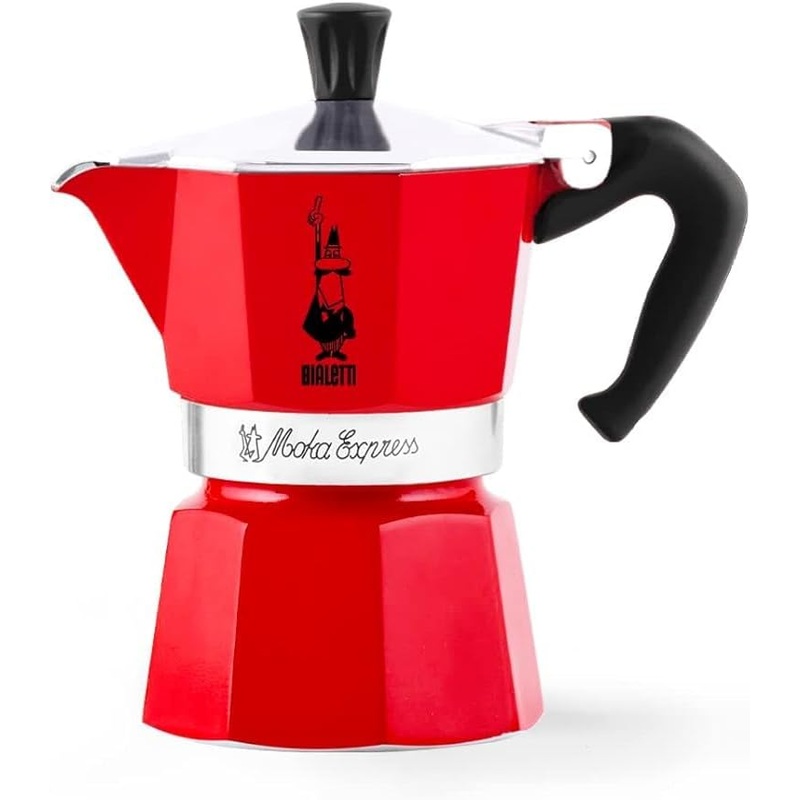 Bialetti Moka Express Stovetop Espresso Maker 3 Cups - Red