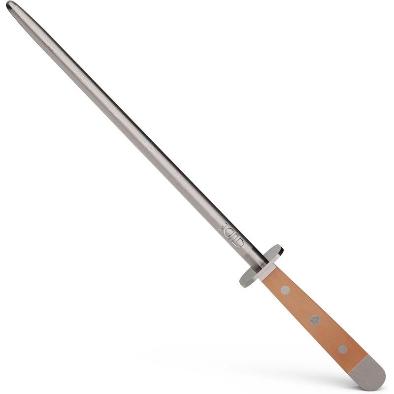 Gde Alpha Pear Series - 10" Forged Double Bolster Sharpening Steel, Luxury Pear Wood Handle