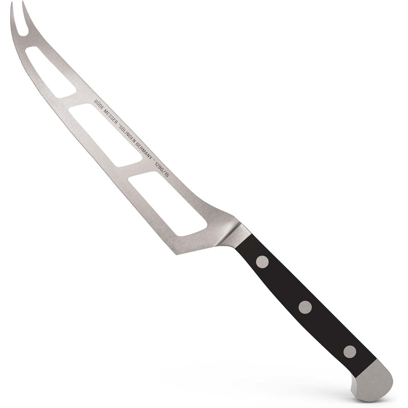 Gde Alpha Series - 6" Forged Double Bolster Cheese Knife, Black Hostaform Handle