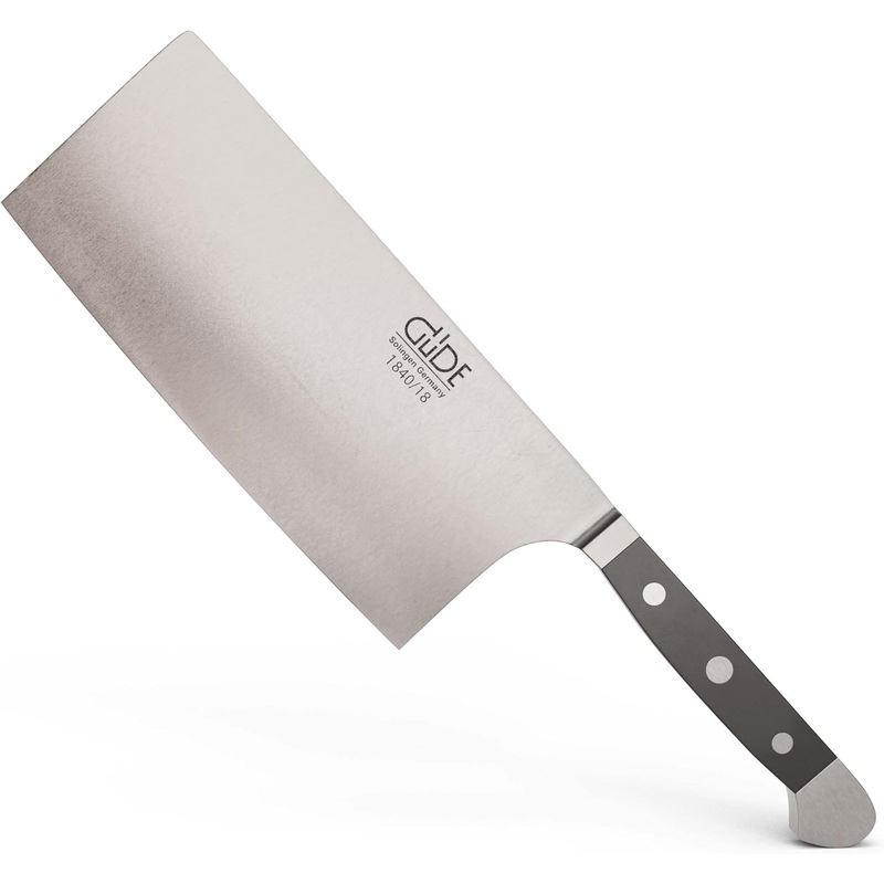 Gde Alpha Series - 7" / 10.5 oz. Forged Double Bolster Cleaver, Black Hostaform Handle