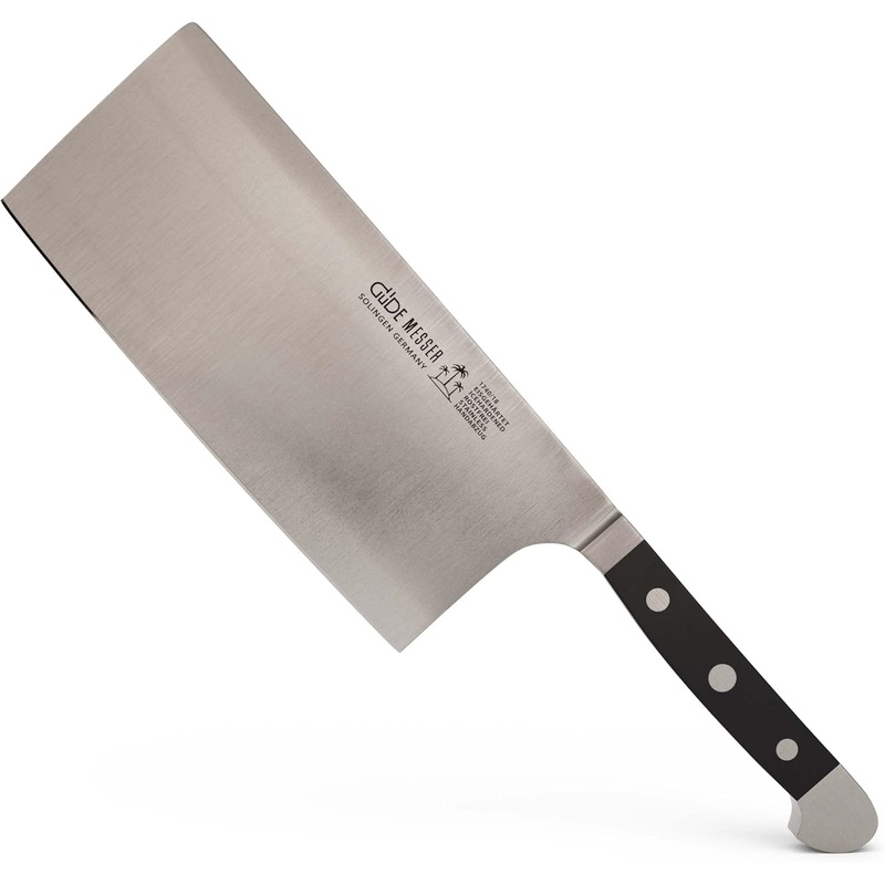 Gde Alpha Series - 7" / 14.1 oz. Forged Double Bolster Cleaver, Black Hostaform Handle