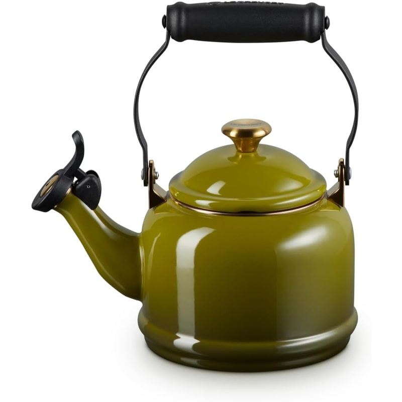 Le Creuset 1 1/4 Qt. Demi Kettle w/Signature Gold Knob - Olive