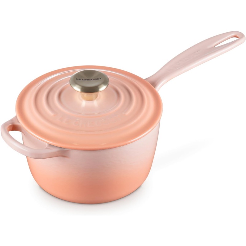 Le Creuset 1 3/4 Qt. Signature Saucepan w/Gold Knob - Peche