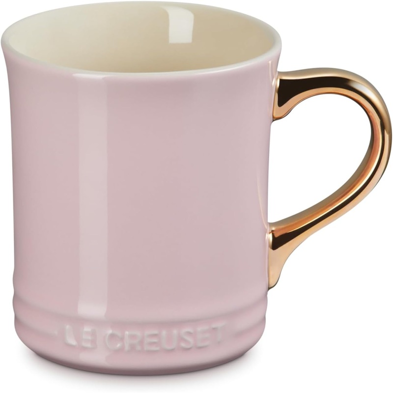 Le Creuset 14 oz. Vancouver Mug w/Gold Metallic Handle - Chiffon Pink