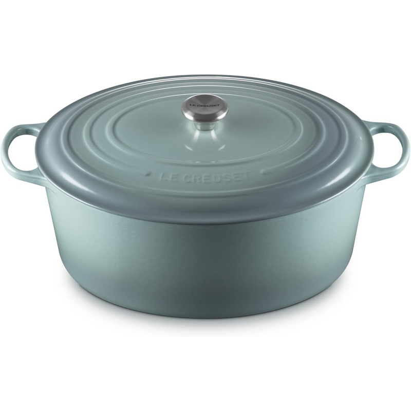 Le Creuset 15 1/2 Qt. Signature Oval Dutch Oven w/Stainless Steel Knob - Sea Salt