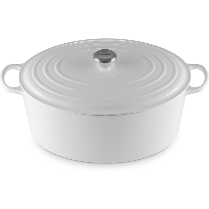 Le Creuset 15 1/2 Qt. Signature Oval Dutch Oven w/Stainless Steel Knob - White