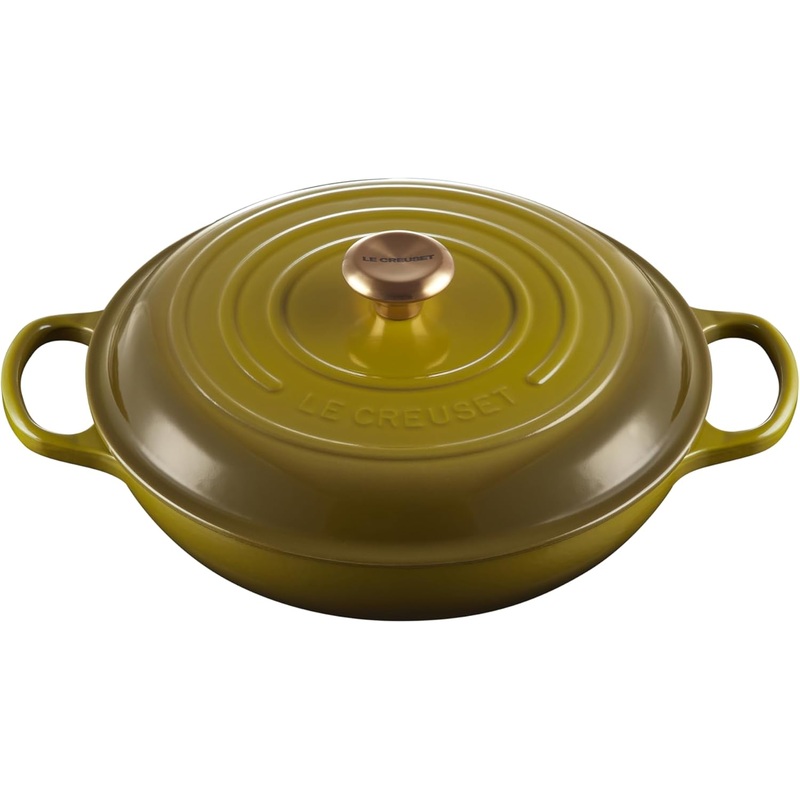 Le Creuset 3 1/2 Qt. Signature Braiser w/Gold Knob - Olive