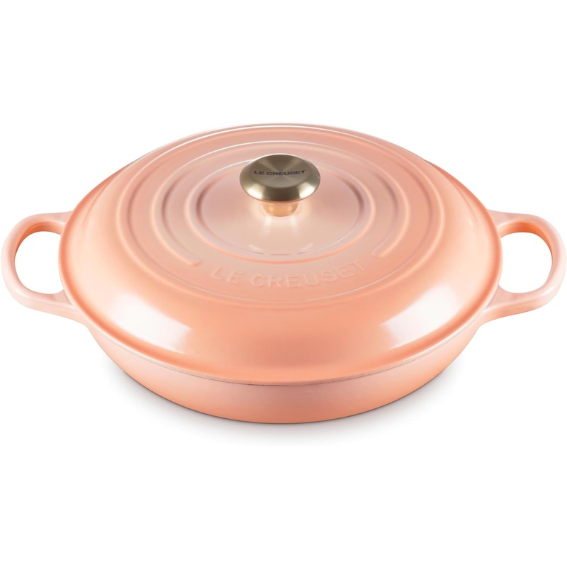 Le Creuset 3 1/2 Qt. Signature Braiser w/Gold Knob - Peche