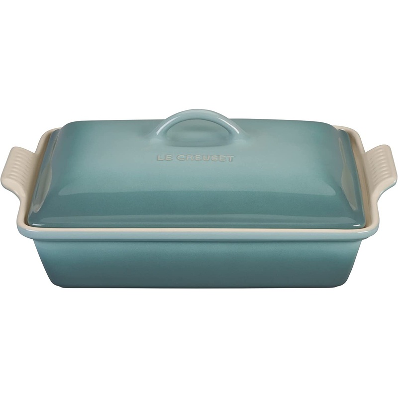 Le Creuset 4 Qt. (12" x 9") Heritage Covered Rectangular Casserole - Sea Salt