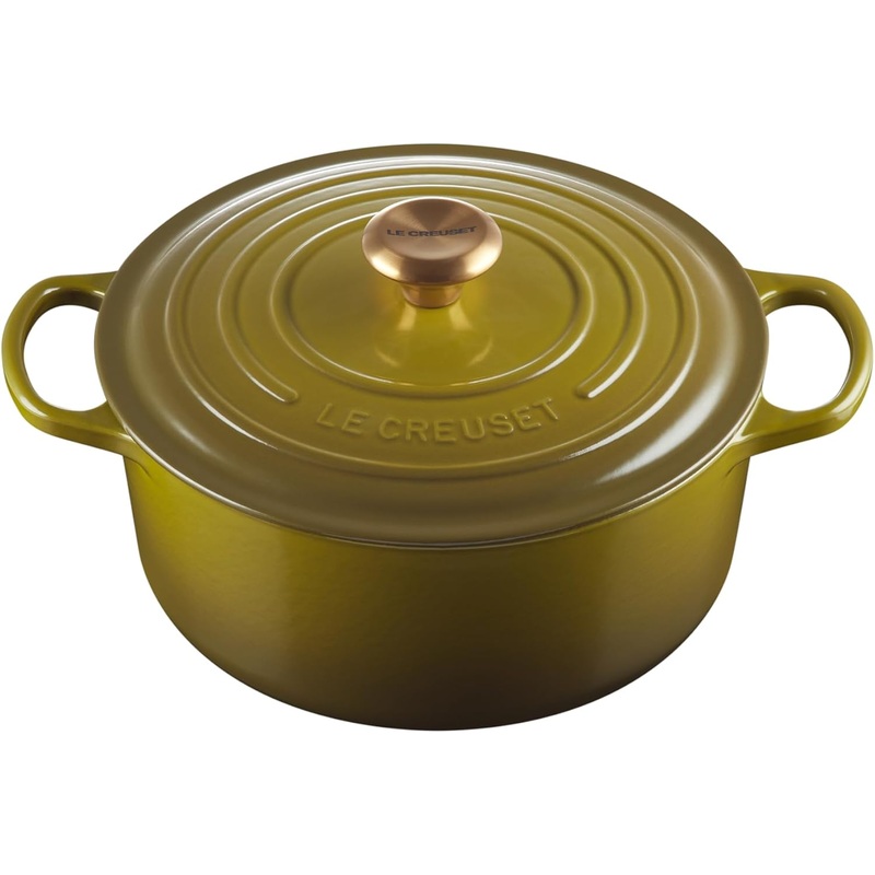 Le Creuset 5 1/2 Qt. Signature Round Dutch Oven w/Gold Knob - Olive