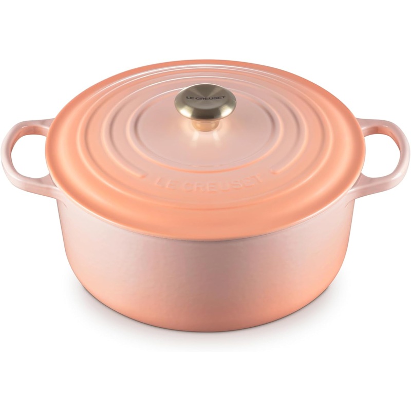 Le Creuset 5 1/2 Qt. Signature Round Dutch Oven w/Gold Knob - Peche