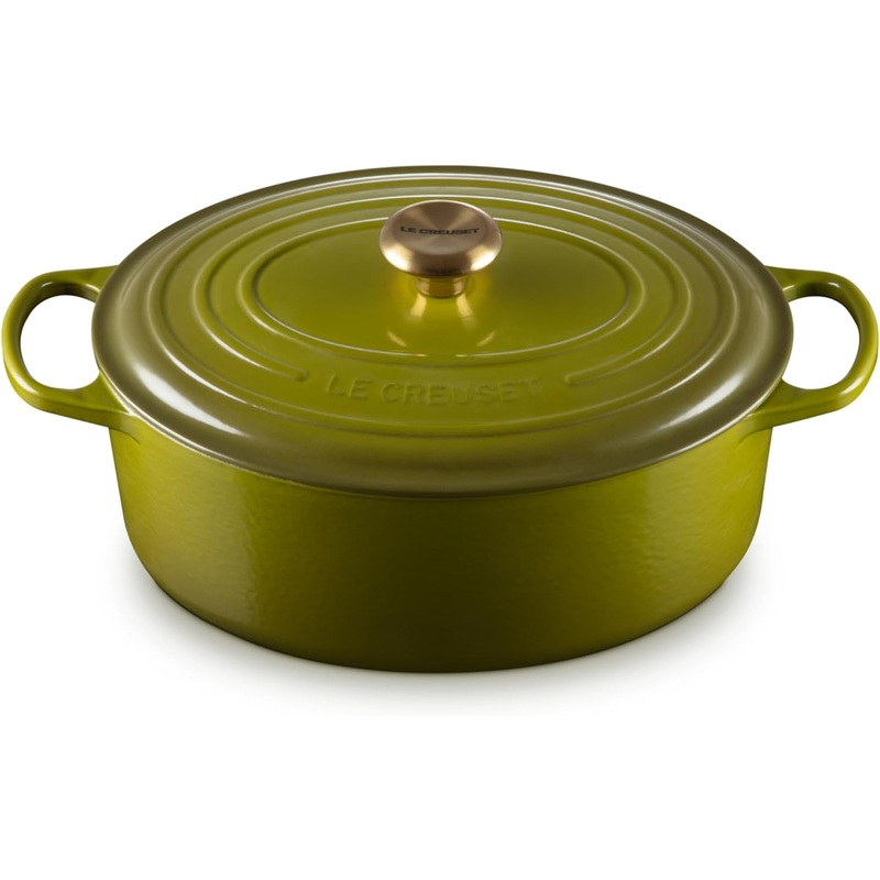 Le Creuset 6 3/4 Qt. Signature Oval Dutch Oven w/Gold Knob - Olive