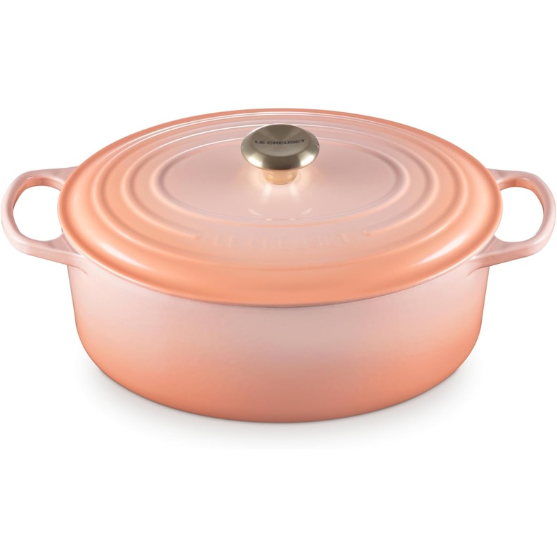 Le Creuset 6 3/4 Qt. Signature Oval Dutch Oven w/Gold Knob - Peche