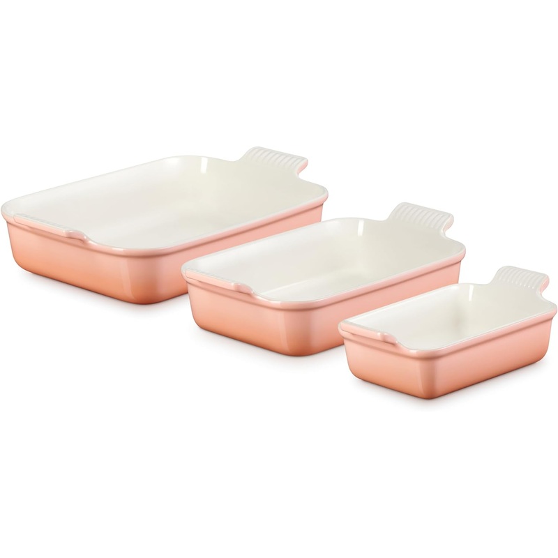 Le Creuset Set of 3 Heritage Rectangular Dishes - Peche