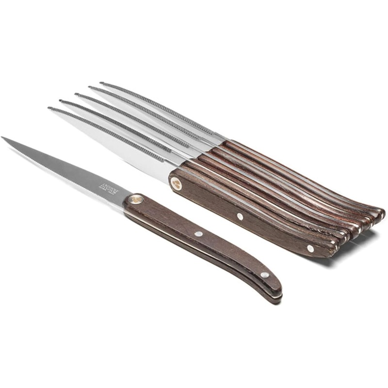 TB Laguiole Sens 6 Pc. Steak Knife Set - Dark Wood Handle