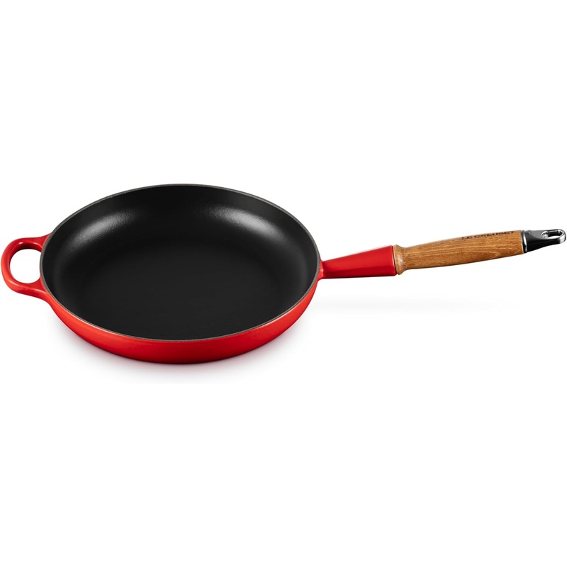 Le Creuset 10 1/4" Signature Round Enameled Cast Iron Alphine Wood Handle Fry Pan - Cerise