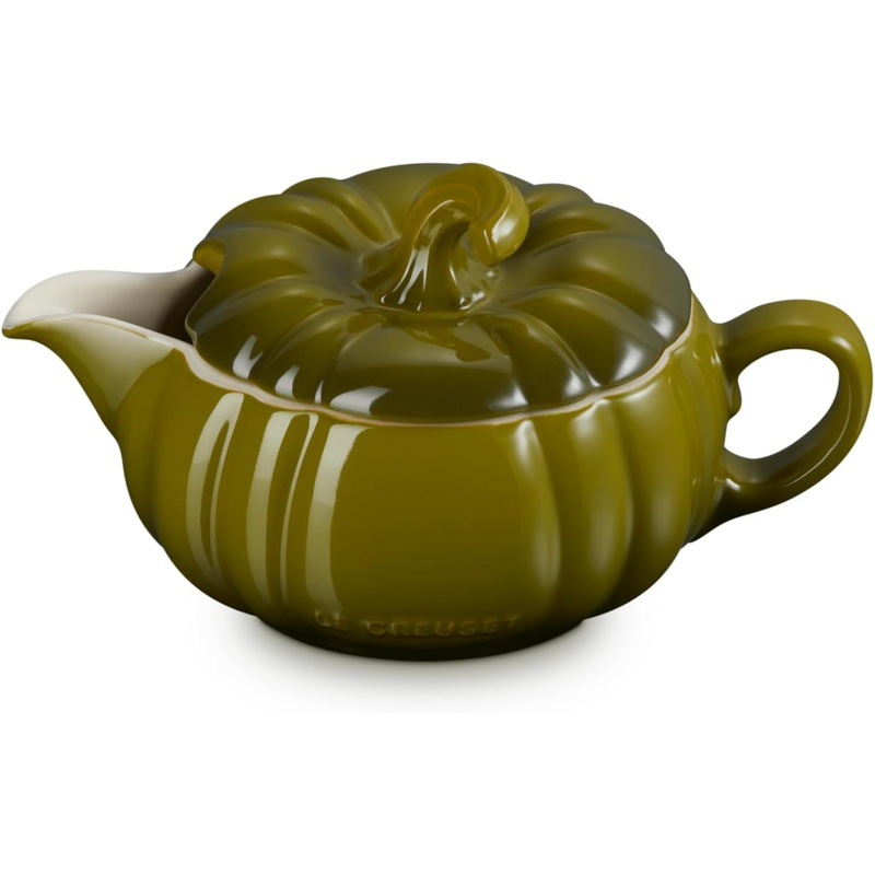 Le Creuset 14 oz. Pumpkin Gravy Boat w/Lid - Olive