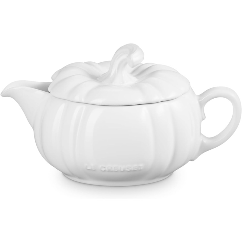 Le Creuset 14 oz. Pumpkin Gravy Boat w/Lid - White