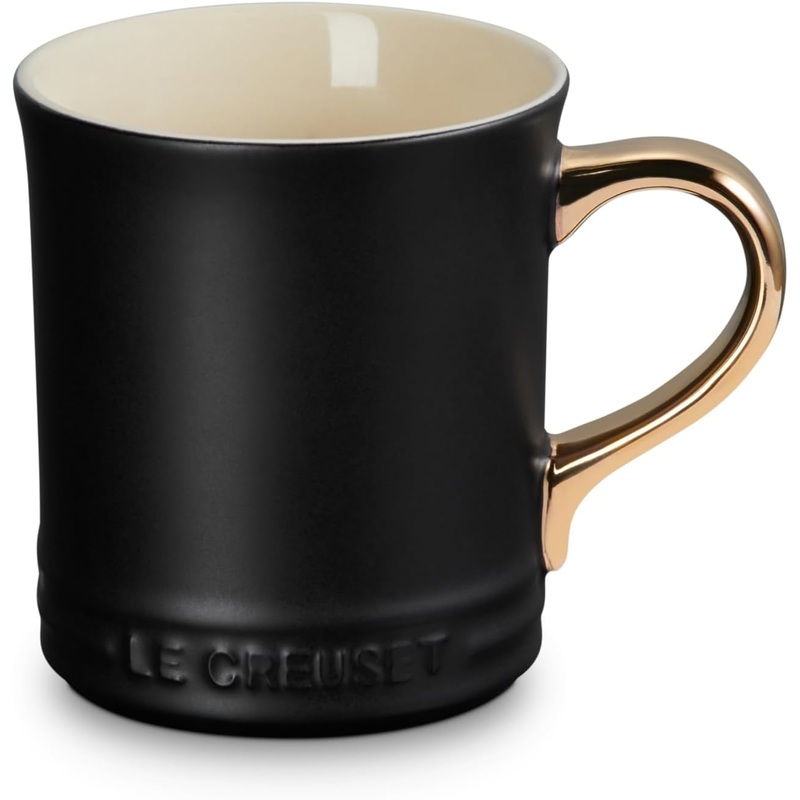 Le Creuset 14 oz. Vancouver Mug w/Gold Metallic Handle - Licorice