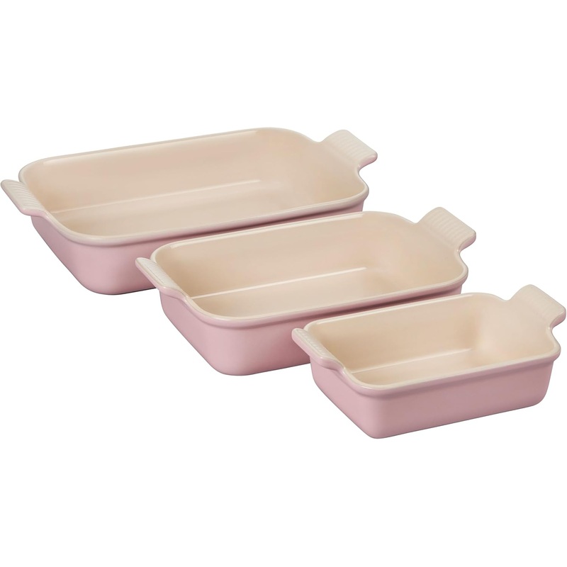 Le Creuset Set of 3 Heritage Rectangular Dishes - Chiffon Pink