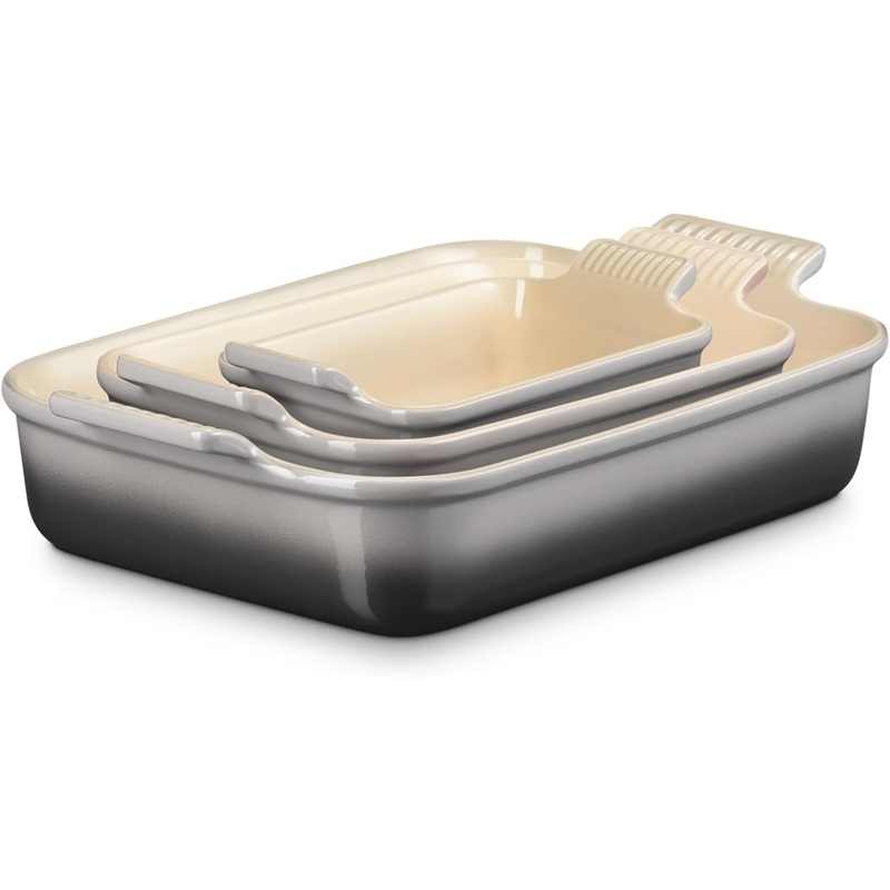 Le Creuset Set of 3  Heritage Rectangular Dishes - Oyster