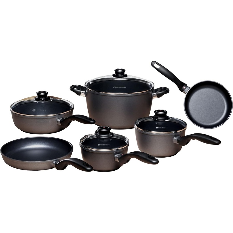 Swiss Diamond - 10 Pc. HD Nonstick Induction Cookware Set