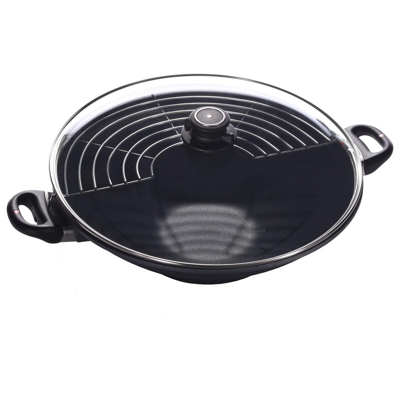 Swiss Diamond - 14" Induction Wok w/Rack & Glass Lid