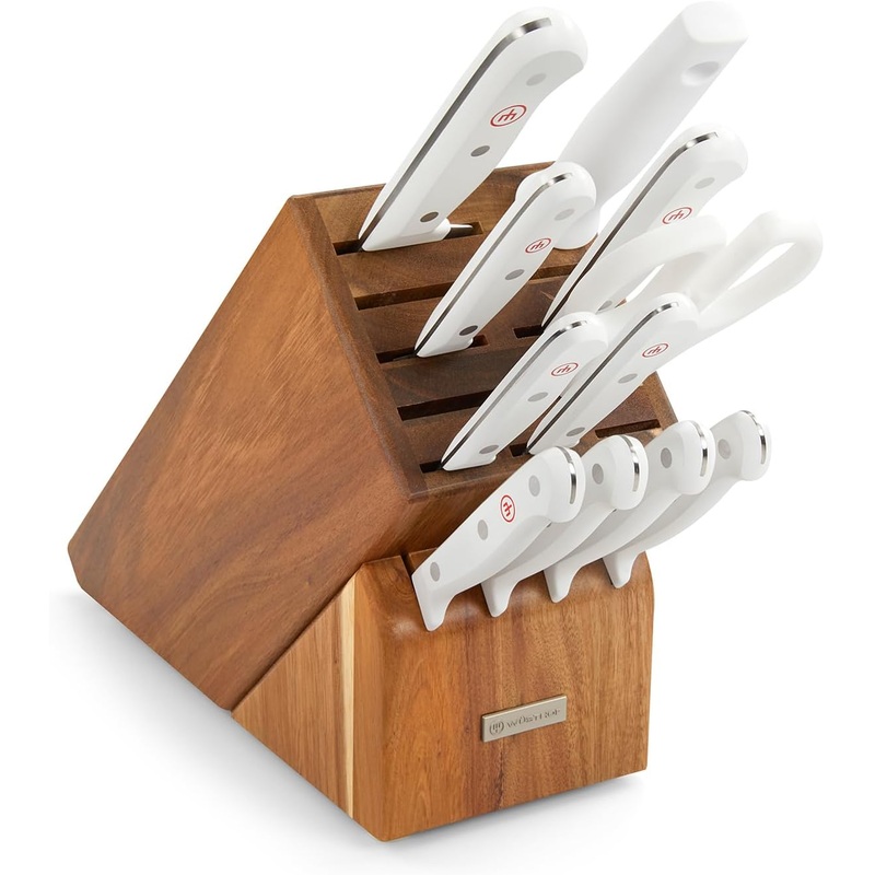 Wusthof Gourmet White - 12 Pc. Knife Block Set, Acacia