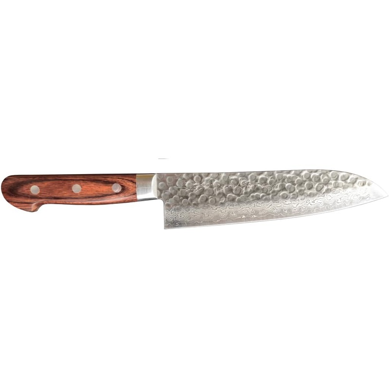 Kikuichi WDT Series Warikomi Damascus Tsuchime - 7" Santoku Knife