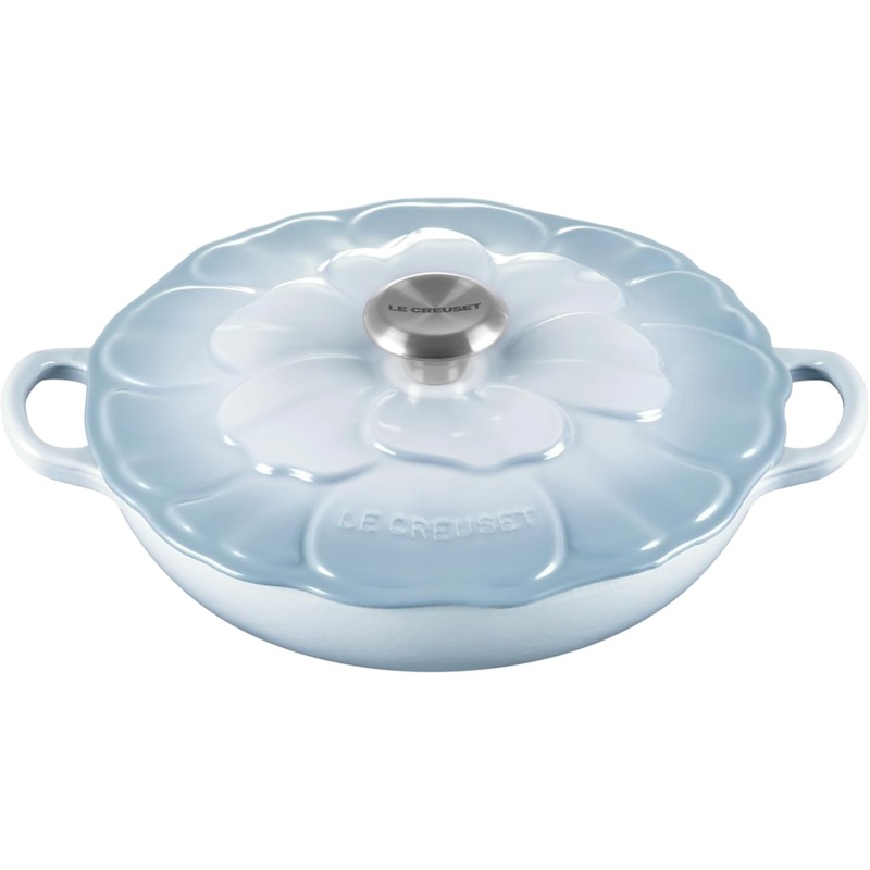 Le Creuset 2 1/4 Qt. Enameled Cast Iron Signature Petal Braiser w/Stainless Steel Knob - Costal Blue