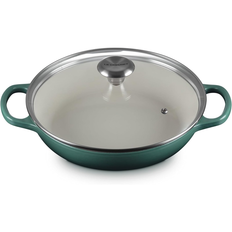 Le Creuset 2 1/4 Qt. Enameled Cast Iron Signature Round Braiser w/Glass Lid & Stainless Steel Knob - Artichaut