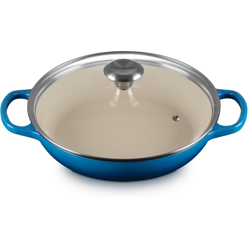 Le Creuset 2 1/4 Qt. Enameled Cast Iron Signature Round Braiser w/Glass Lid & Stainless Steel Knob - Marseille